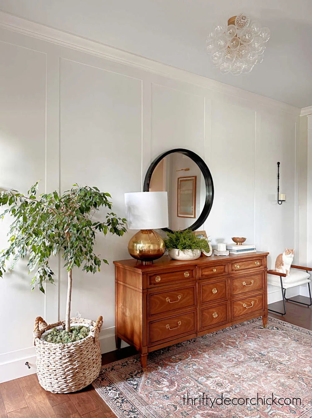 dresser as table in entryway